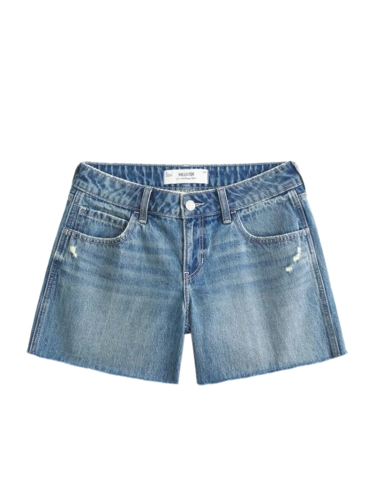 Blue Denim High Rise Wide Leg Shorts