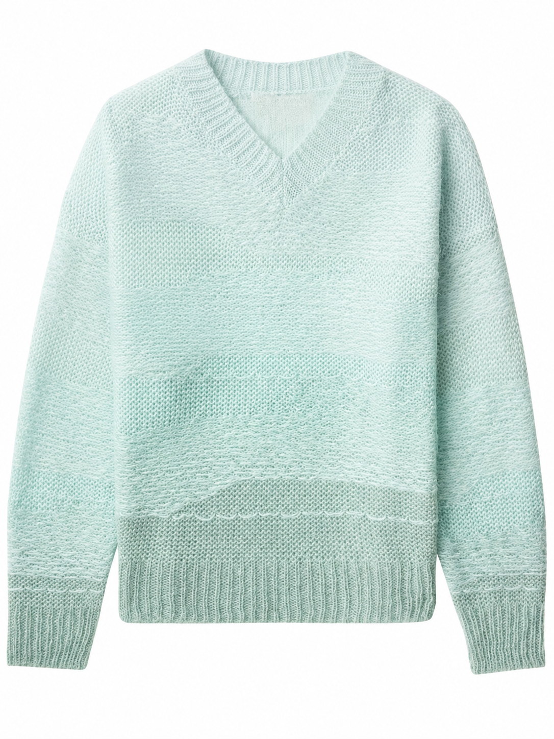 Light Mint Green V-Neck Oversized Knit Sweater
