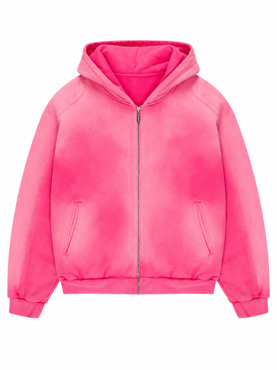 Bright Pink Oversized Zip-Up Hoodie